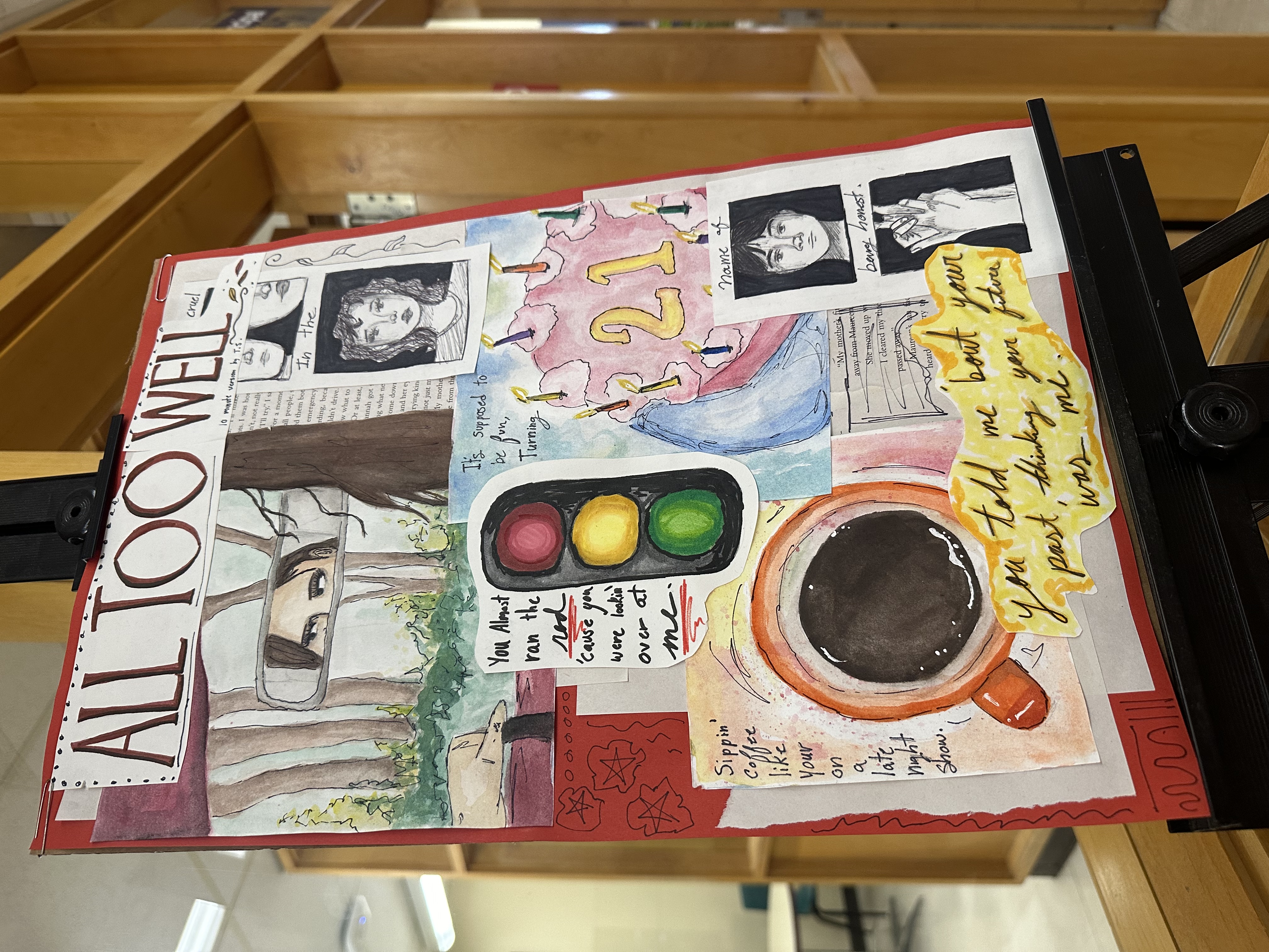 A collage of student artwork