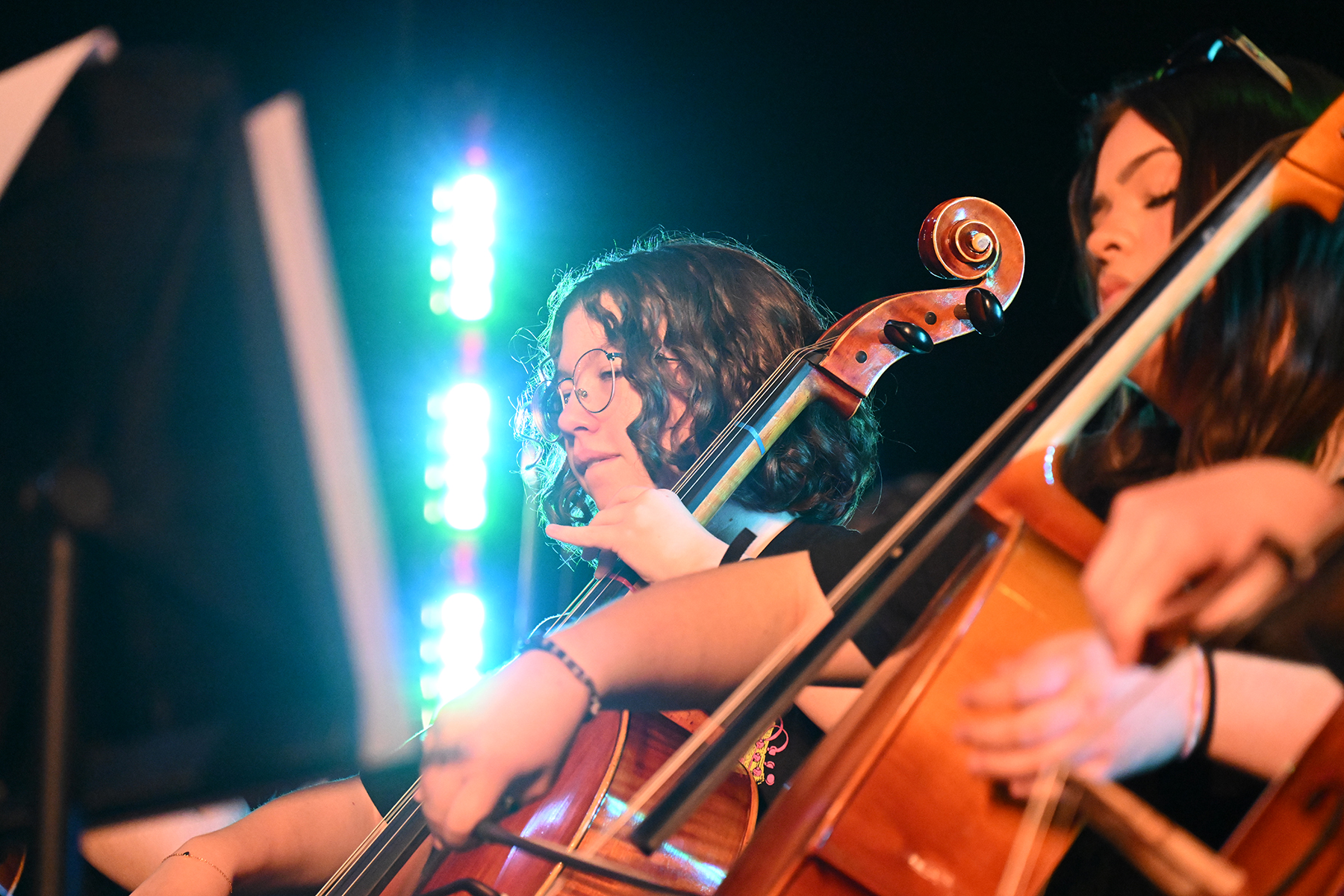 Students focus on their cellos