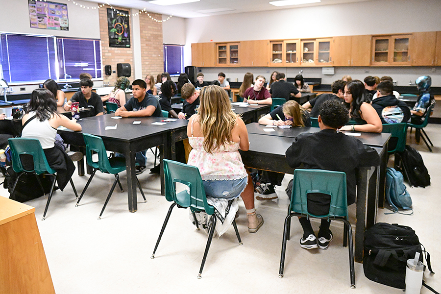 A classroom of high school students