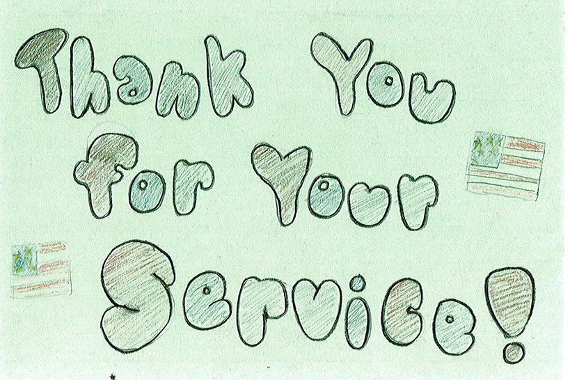 A card reading Thank You for Your Service!