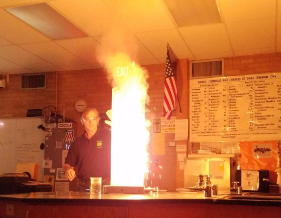 Mr. Simmons Demonstrates A Fiery Experiment During Chemistry Class